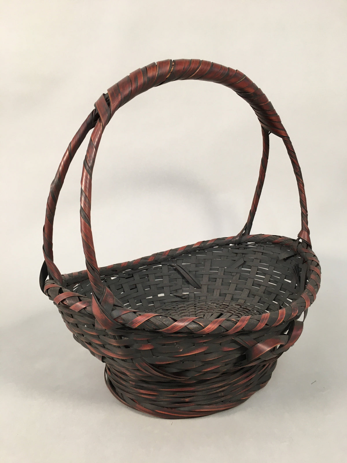 Antique Japanese Bamboo Basket Flower Vase Ikebana Arrangement Kado B151