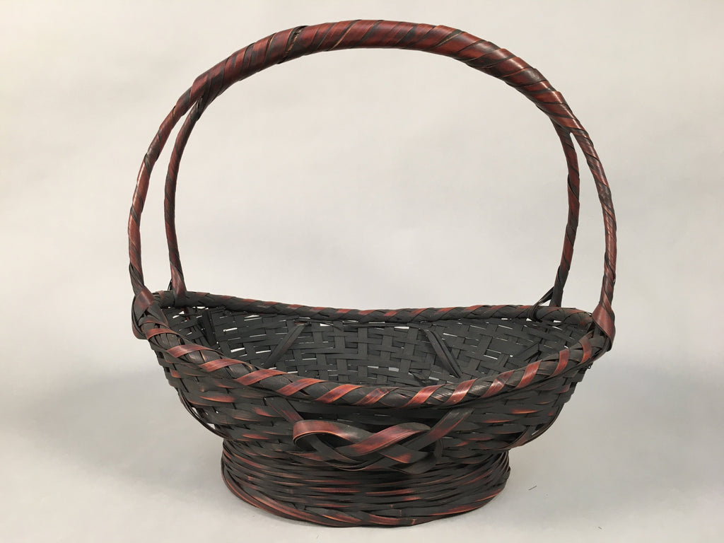 Antique Japanese Bamboo Basket Flower Vase Ikebana Arrangement Kado B151