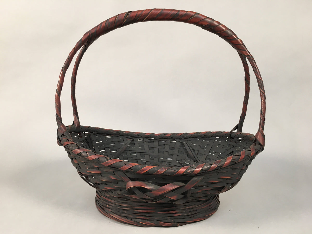 Antique Japanese Bamboo Basket Flower Vase Ikebana Arrangement Kado B151