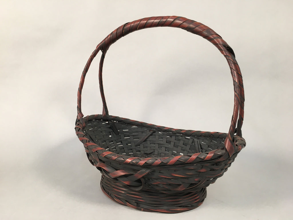Antique Japanese Bamboo Basket Flower Vase Ikebana Arrangement Kado B151