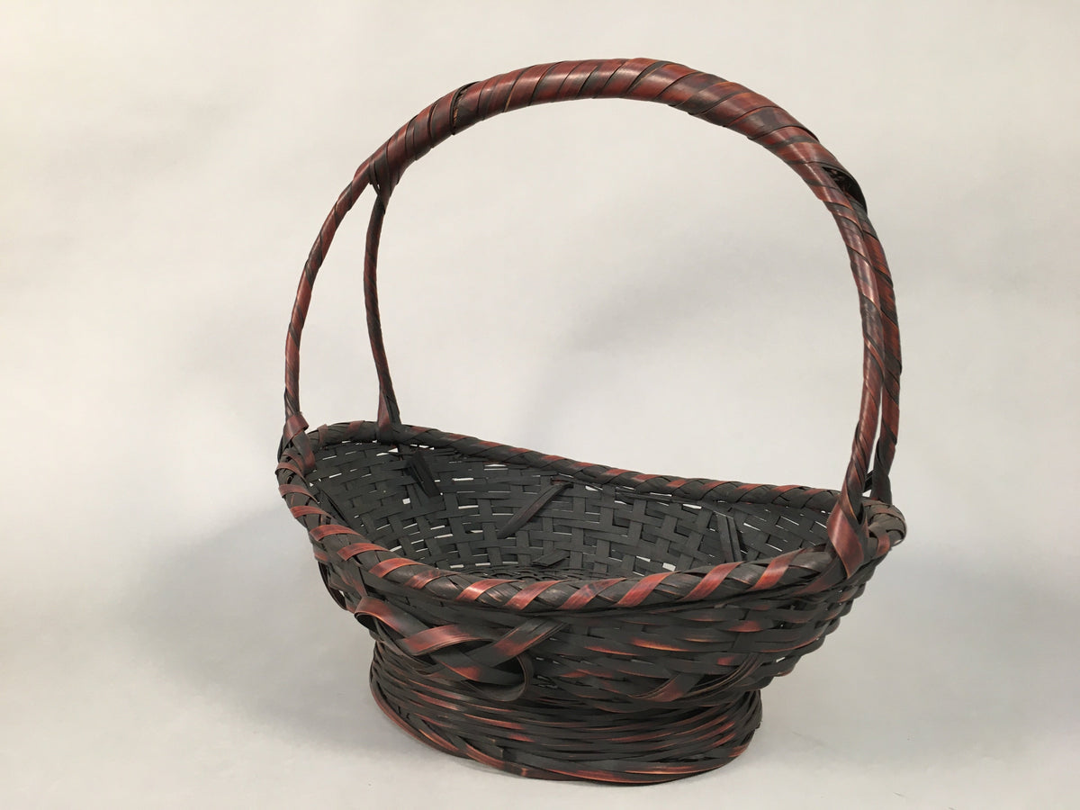 Antique Japanese Bamboo Basket Flower Vase Ikebana Arrangement Kado B151