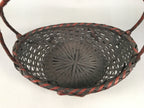Antique Japanese Bamboo Basket Flower Vase Ikebana Arrangement Kado B151