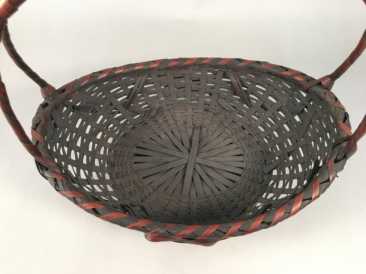 Antique Japanese Bamboo Basket Flower Vase Ikebana Arrangement Kado B151
