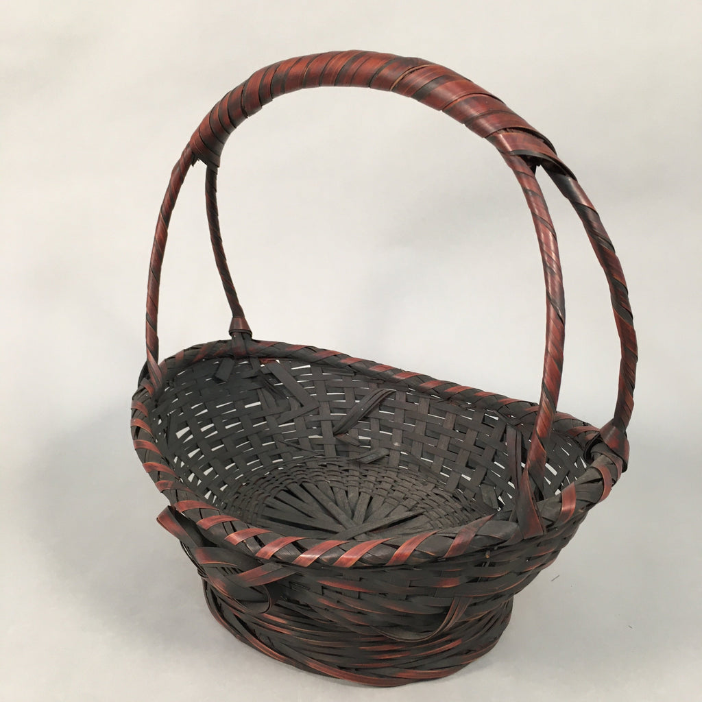 Antique Japanese Bamboo Basket Flower Vase Ikebana Arrangement Kado B151