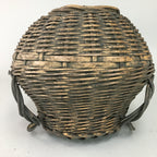 Antique Japanese Bamboo Basket Flower Vase Ikebana Arrangement Kado FV803