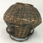 Antique Japanese Bamboo Basket Flower Vase Ikebana Arrangement Kado FV803