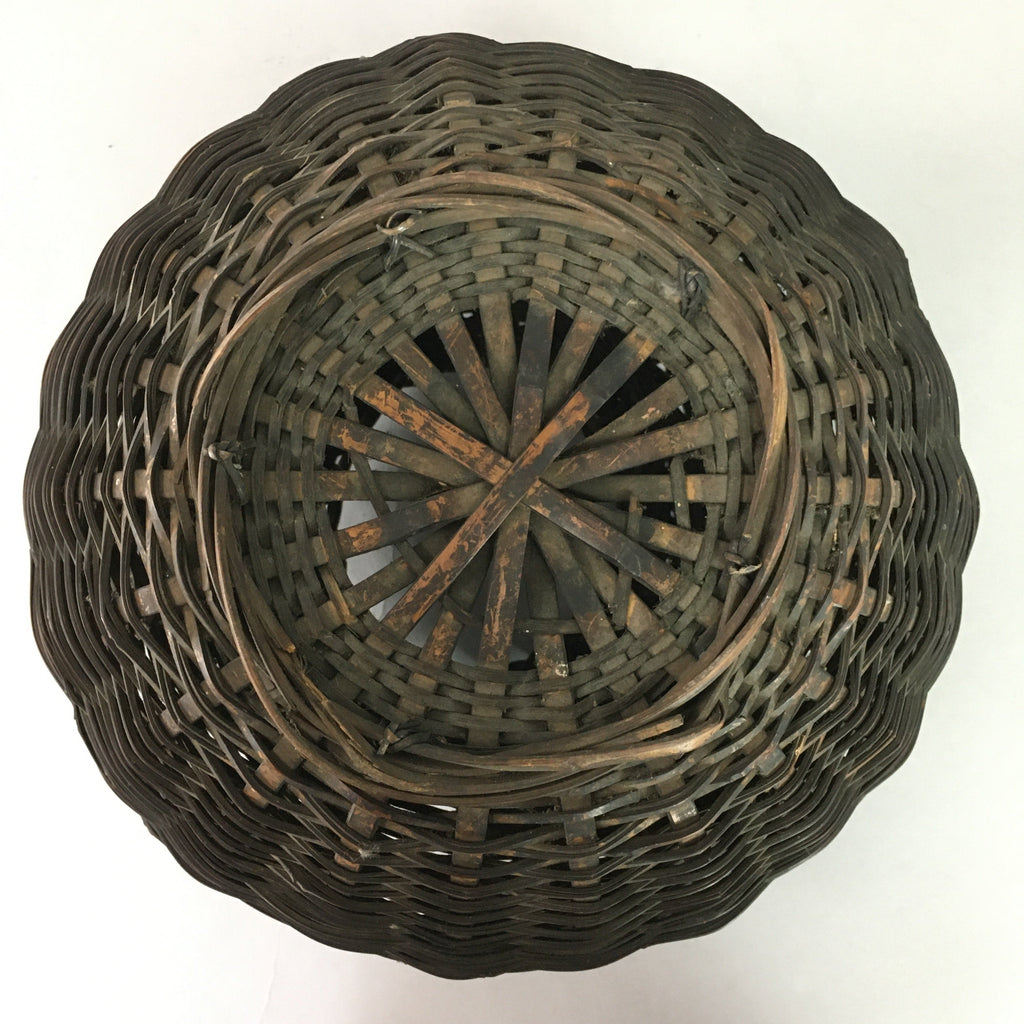 Antique Japanese Bamboo Basket Flower Vase Ikebana Arrangement Kado FV803