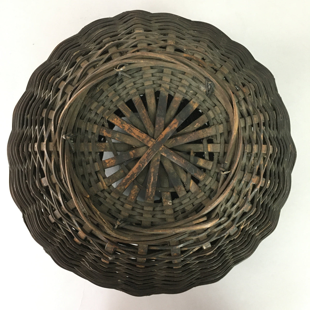 Antique Japanese Bamboo Basket Flower Vase Ikebana Arrangement Kado FV803