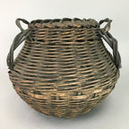 Antique Japanese Bamboo Basket Flower Vase Ikebana Arrangement Kado FV803