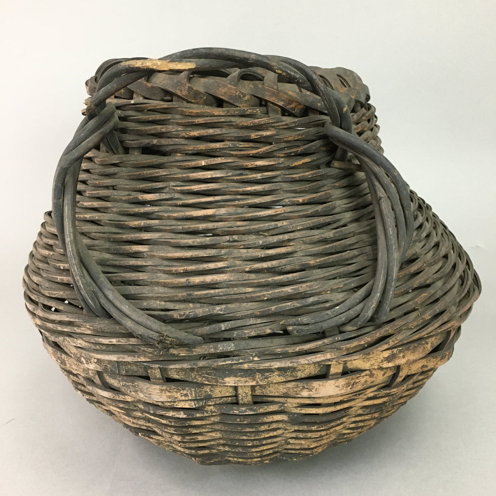 Antique Japanese Bamboo Basket Flower Vase Ikebana Arrangement Kado FV803