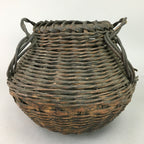 Antique Japanese Bamboo Basket Flower Vase Ikebana Arrangement Kado FV803