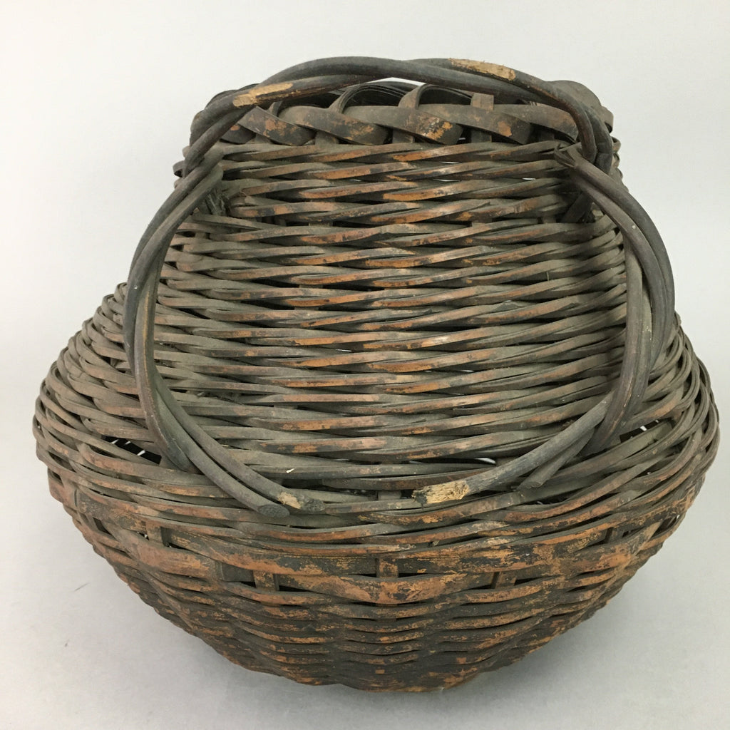 Antique Japanese Bamboo Basket Flower Vase Ikebana Arrangement Kado FV803