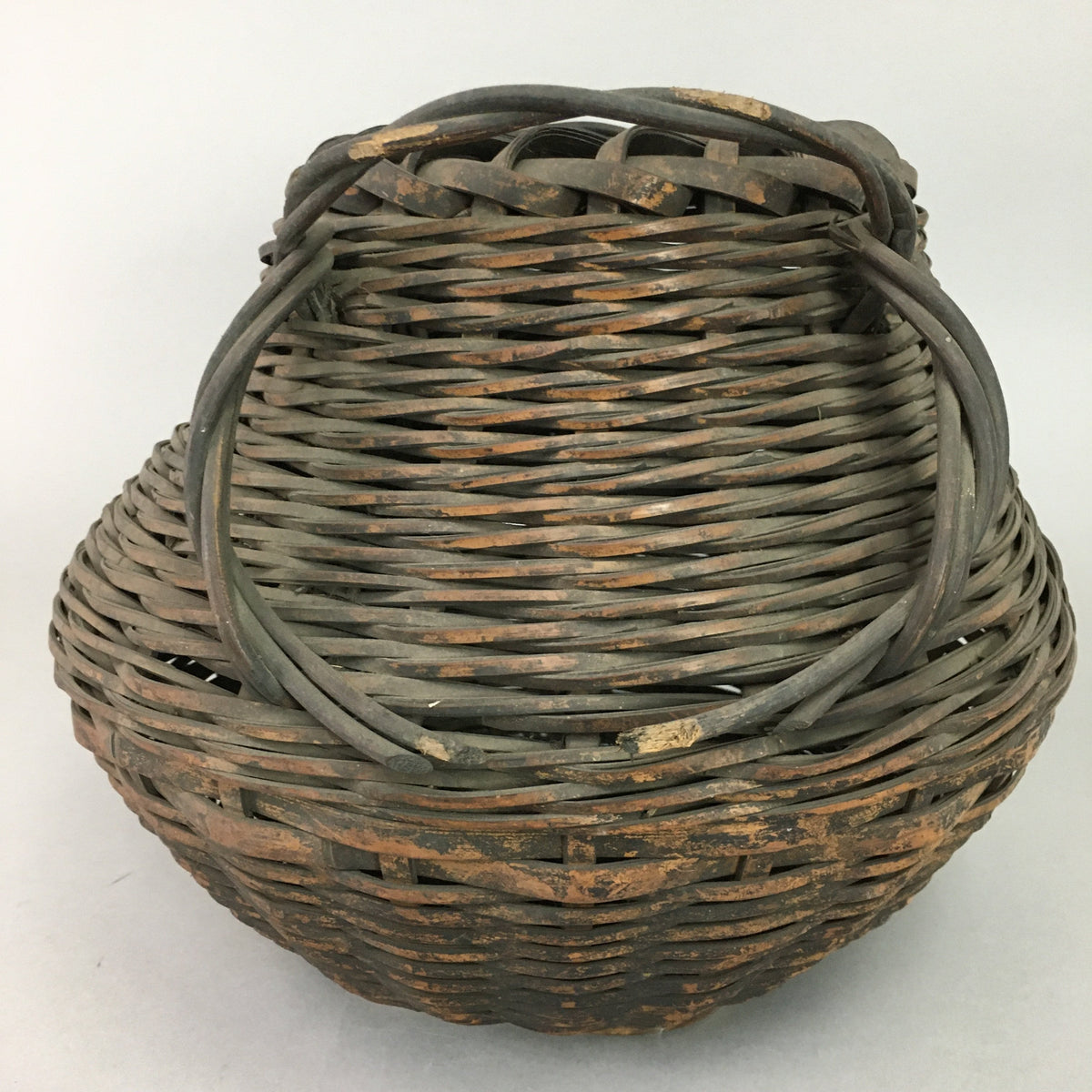 Antique Japanese Bamboo Basket Flower Vase Ikebana Arrangement Kado FV803