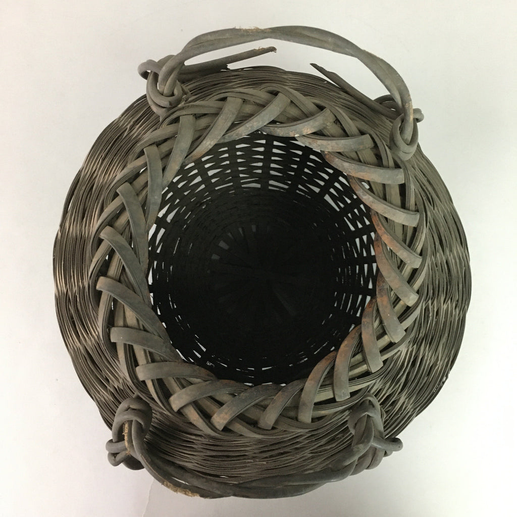 Antique Japanese Bamboo Basket Flower Vase Ikebana Arrangement Kado FV803