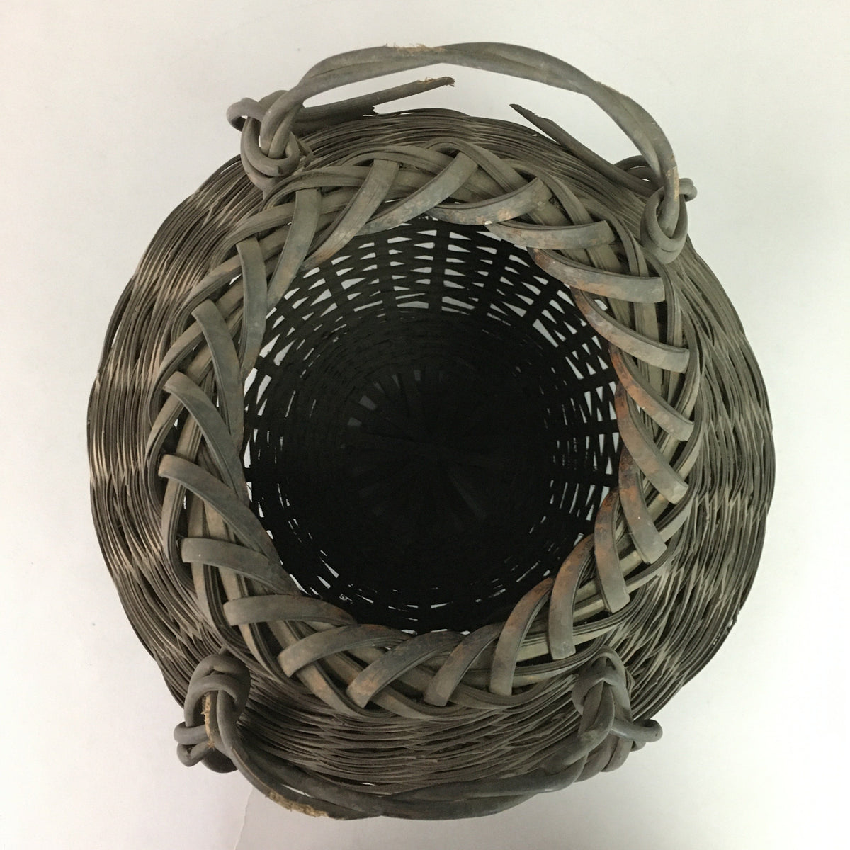 Antique Japanese Bamboo Basket Flower Vase Ikebana Arrangement Kado FV803