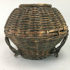 Antique Japanese Bamboo Basket Flower Vase Ikebana Arrangement Kado FV803