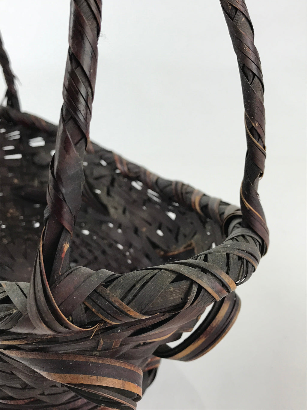 Antique Japanese Bamboo Basket Kago Ikebana Flower Arrangement Kado Brown B208
