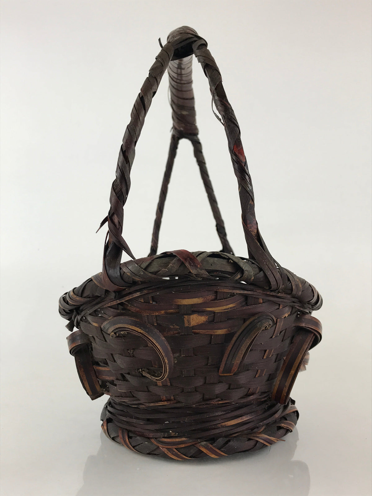Antique Japanese Bamboo Basket Kago Ikebana Flower Arrangement Kado Brown B208