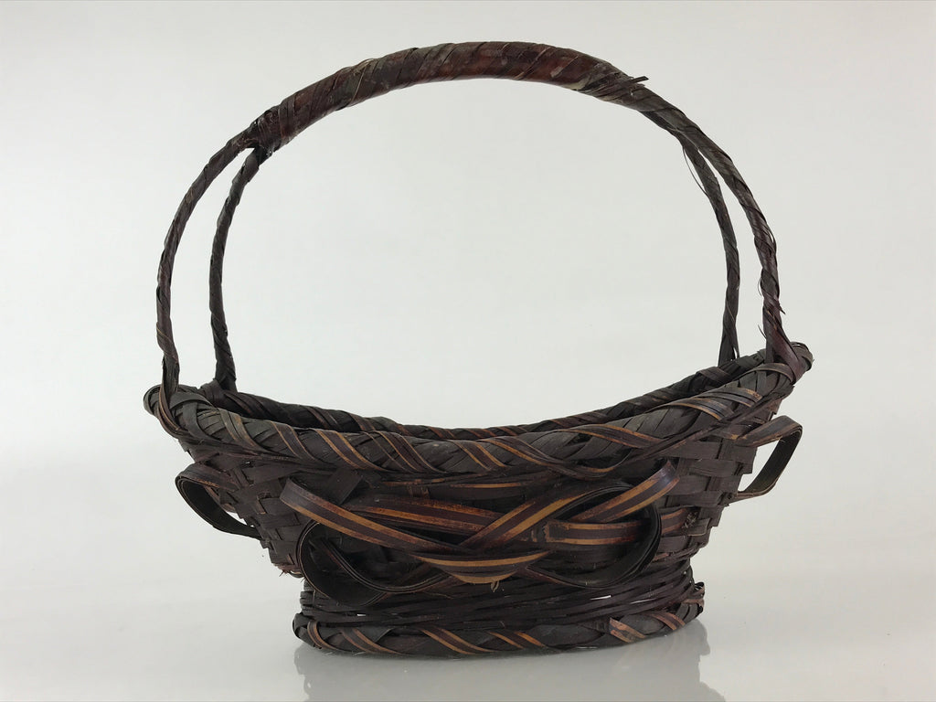 Antique Japanese Bamboo Basket Kago Ikebana Flower Arrangement Kado Brown B208