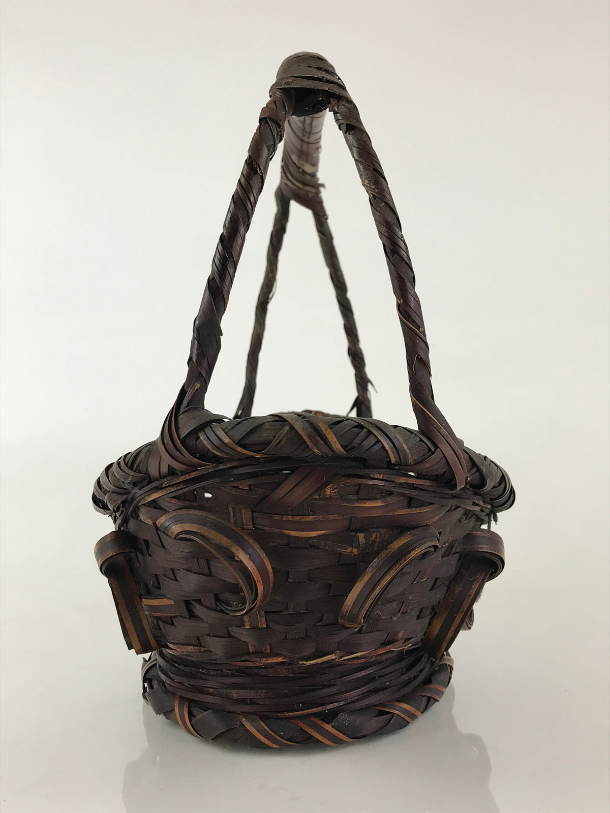 Antique Japanese Bamboo Basket Kago Ikebana Flower Arrangement Kado Brown B208