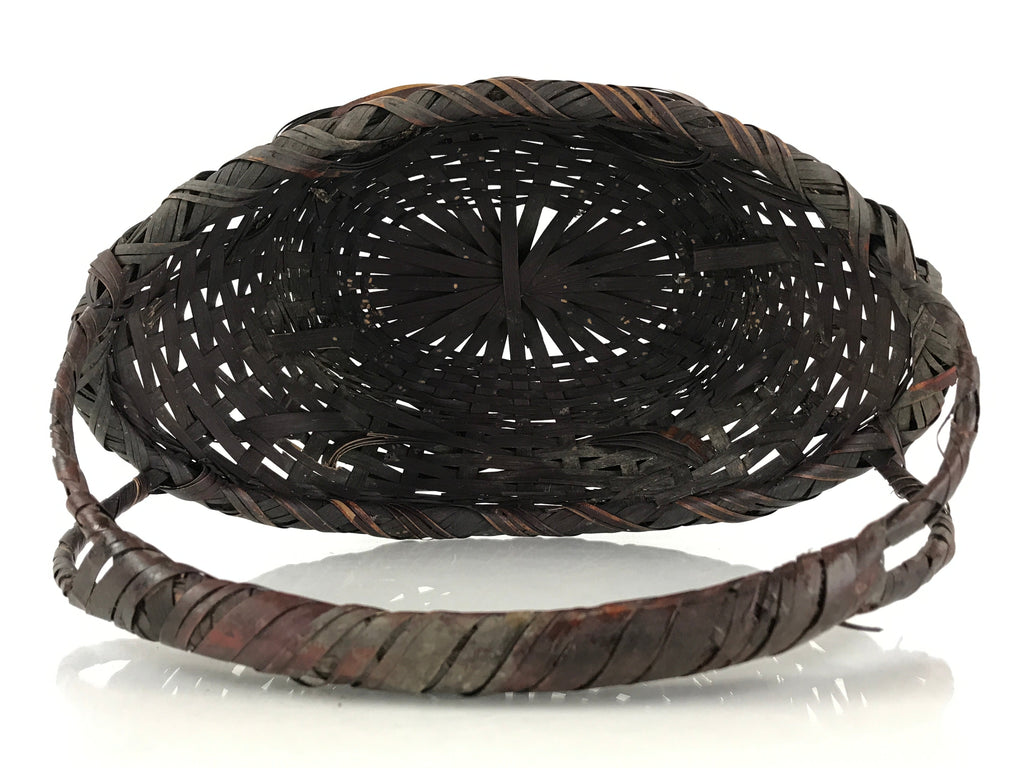 Antique Japanese Bamboo Basket Kago Ikebana Flower Arrangement Kado Brown B208