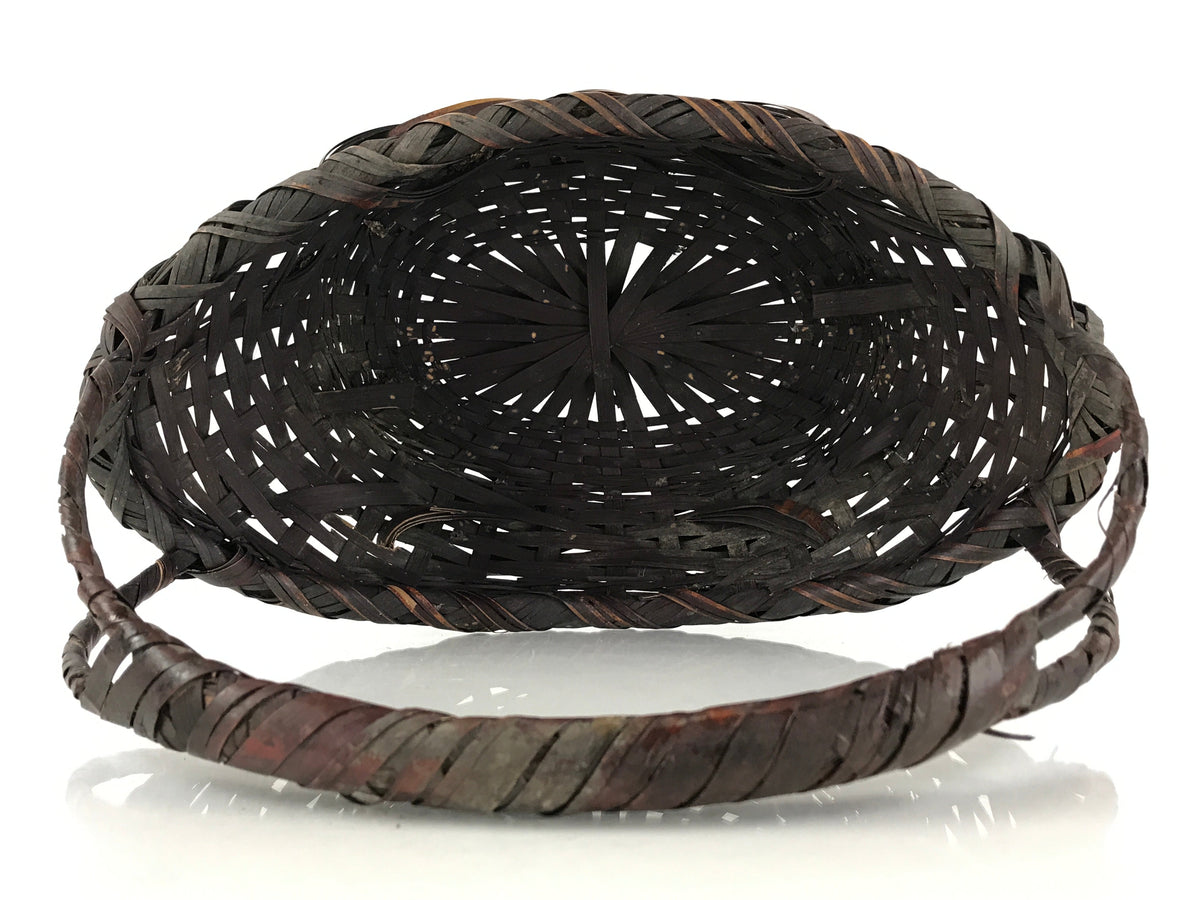 Antique Japanese Bamboo Basket Kago Ikebana Flower Arrangement Kado Brown B208