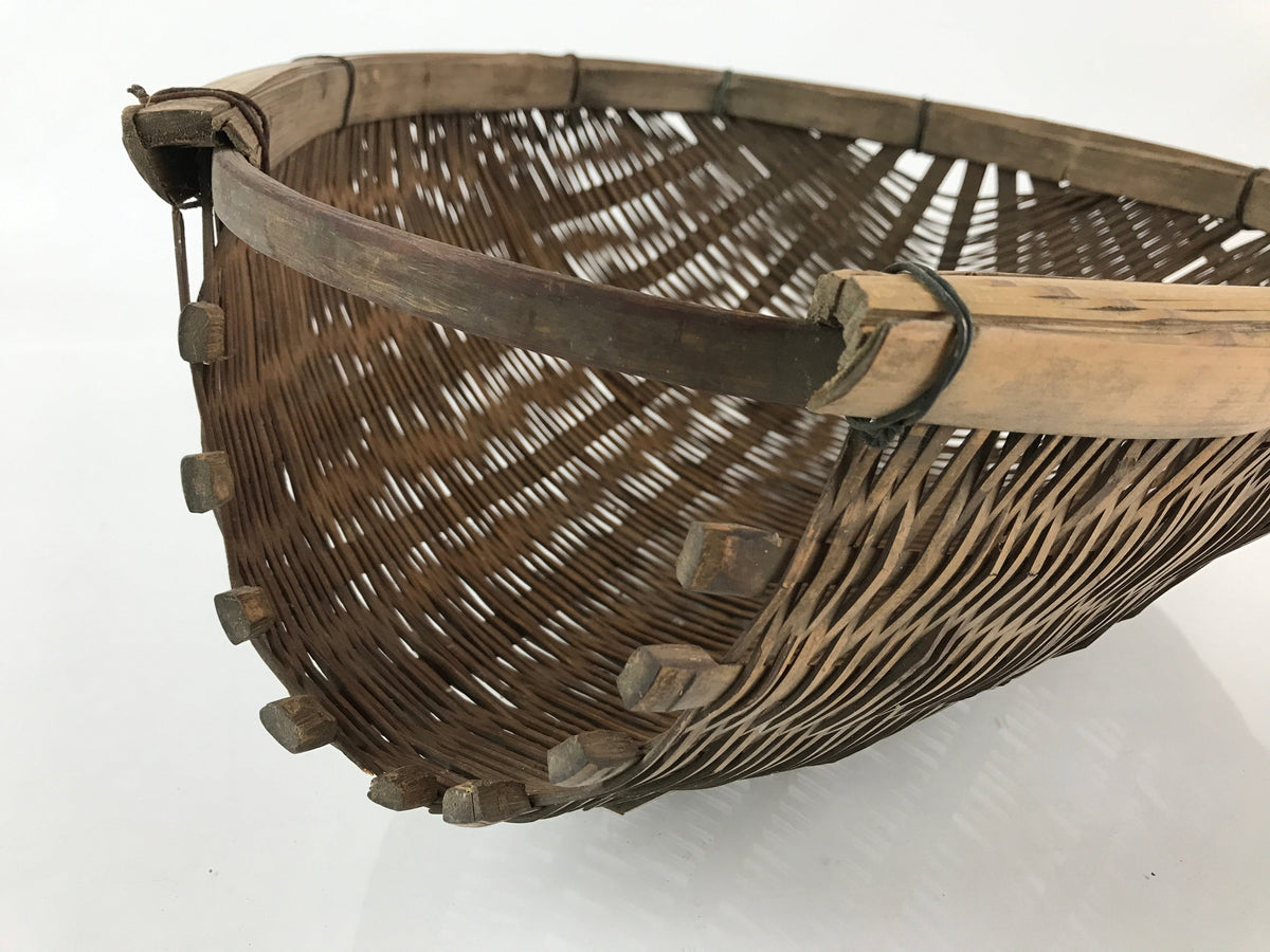 Antique Japanese Bamboo Drying Basket C1900 Kago Zaru 41 cm Long B207