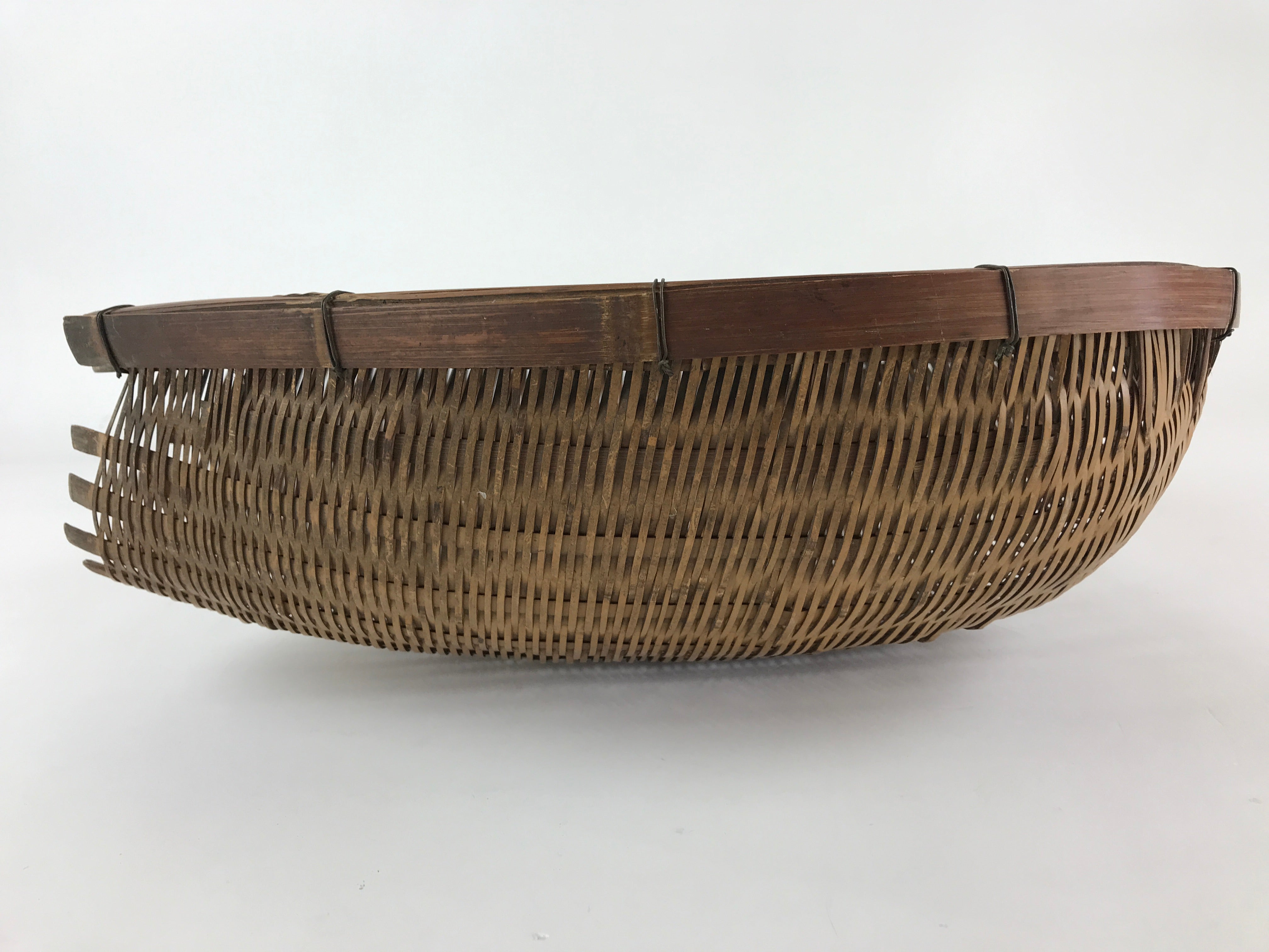 Antique Japanese Bamboo Drying Basket C1900 Kago Zaru 43 cm Long B206