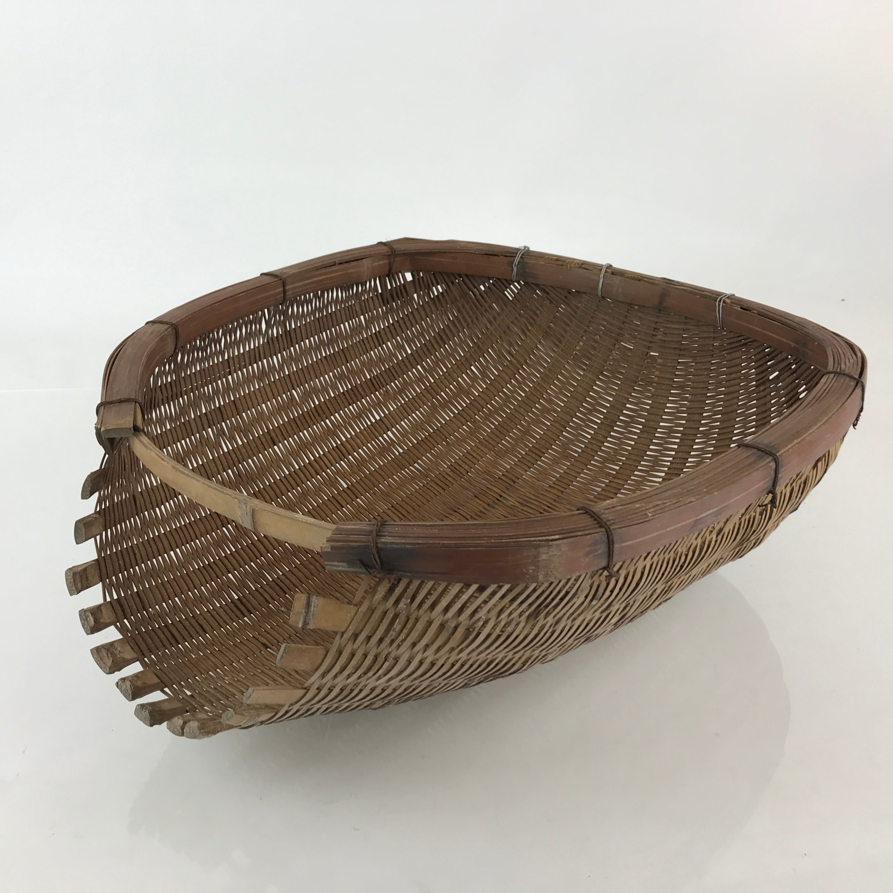 Antique Japanese Bamboo Drying Basket C1900 Kago Zaru 47 cm Long B209
