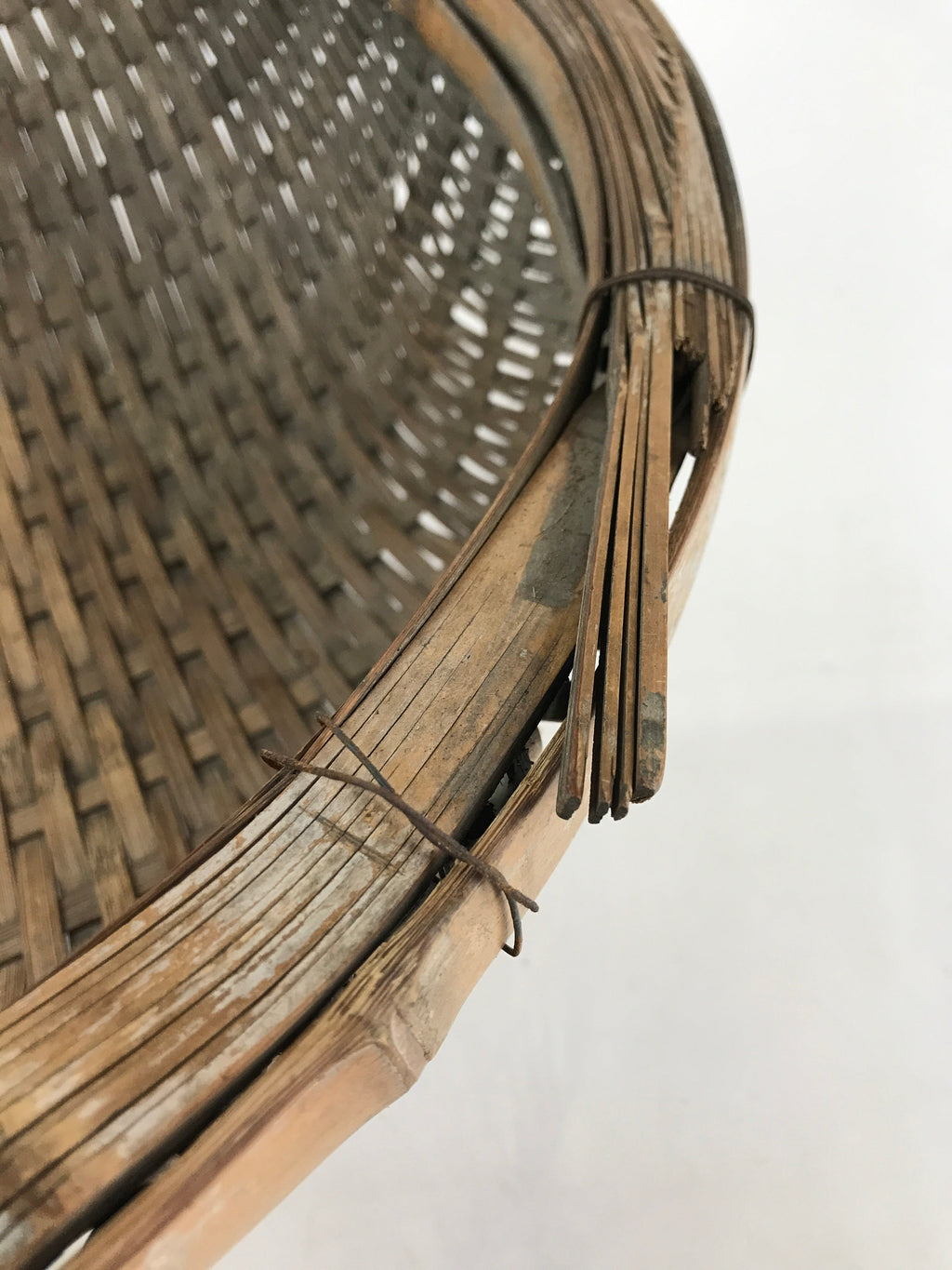 Antique Japanese Bamboo Drying Basket C1900 Kago Zaru 52 cm Long B211