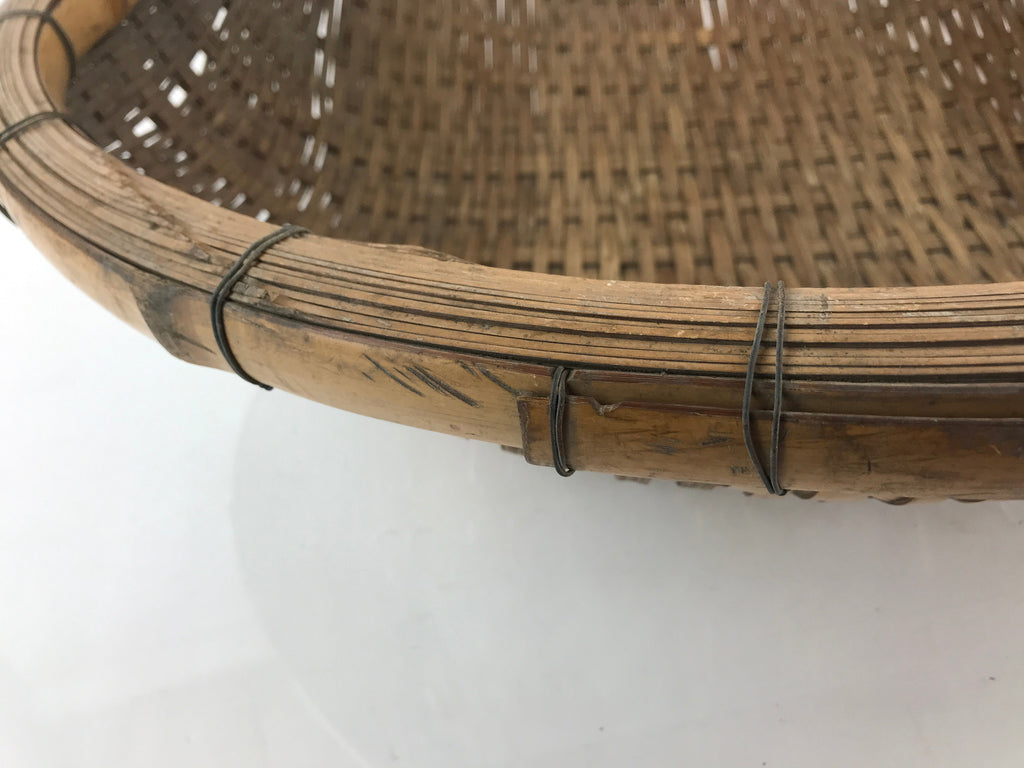 Antique Japanese Bamboo Drying Basket C1900 Kago Zaru 57 cm Long B212