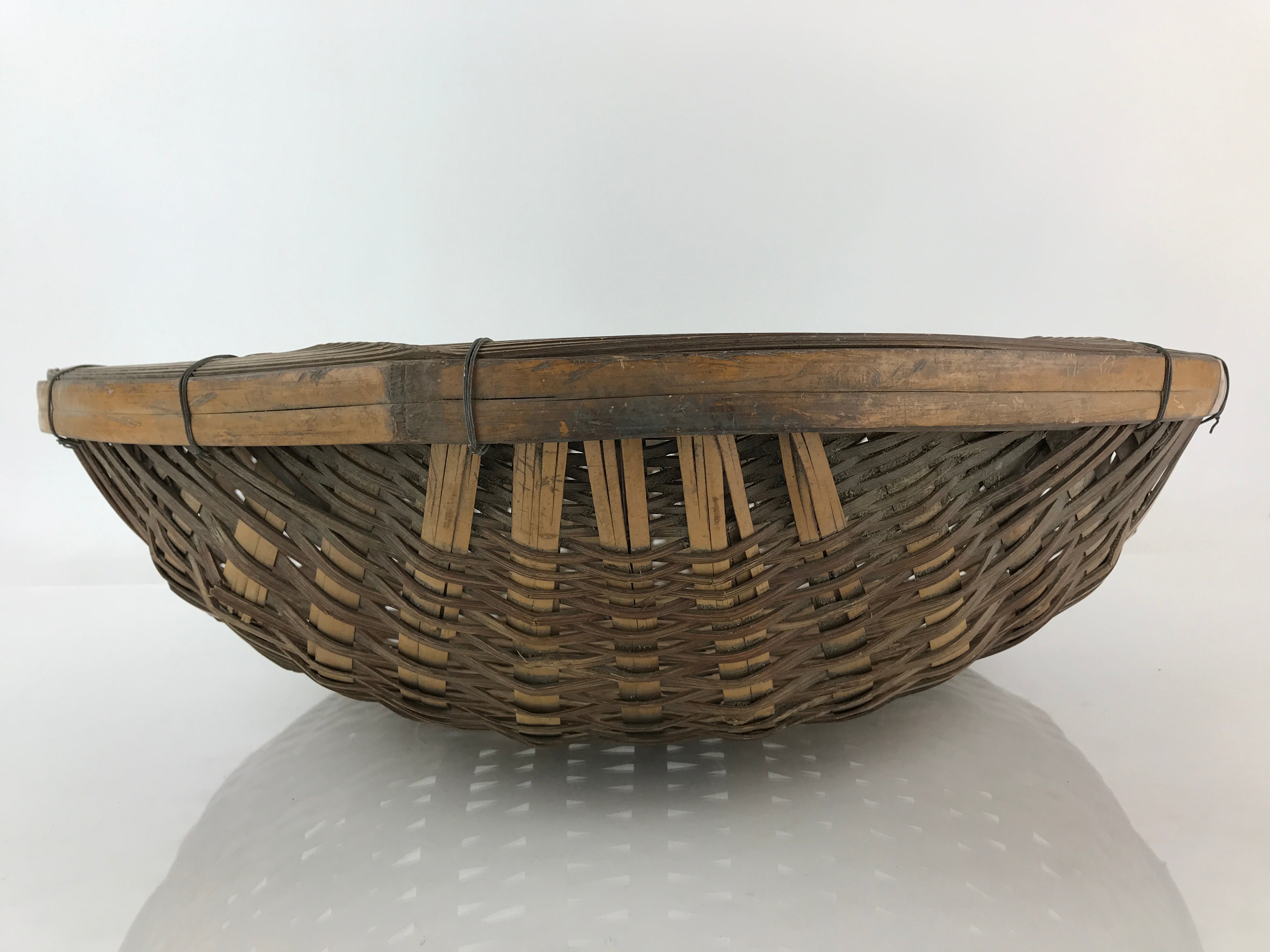 Antique Japanese Bamboo Drying Basket C1900 Kago Zaru 57 cm Long B212