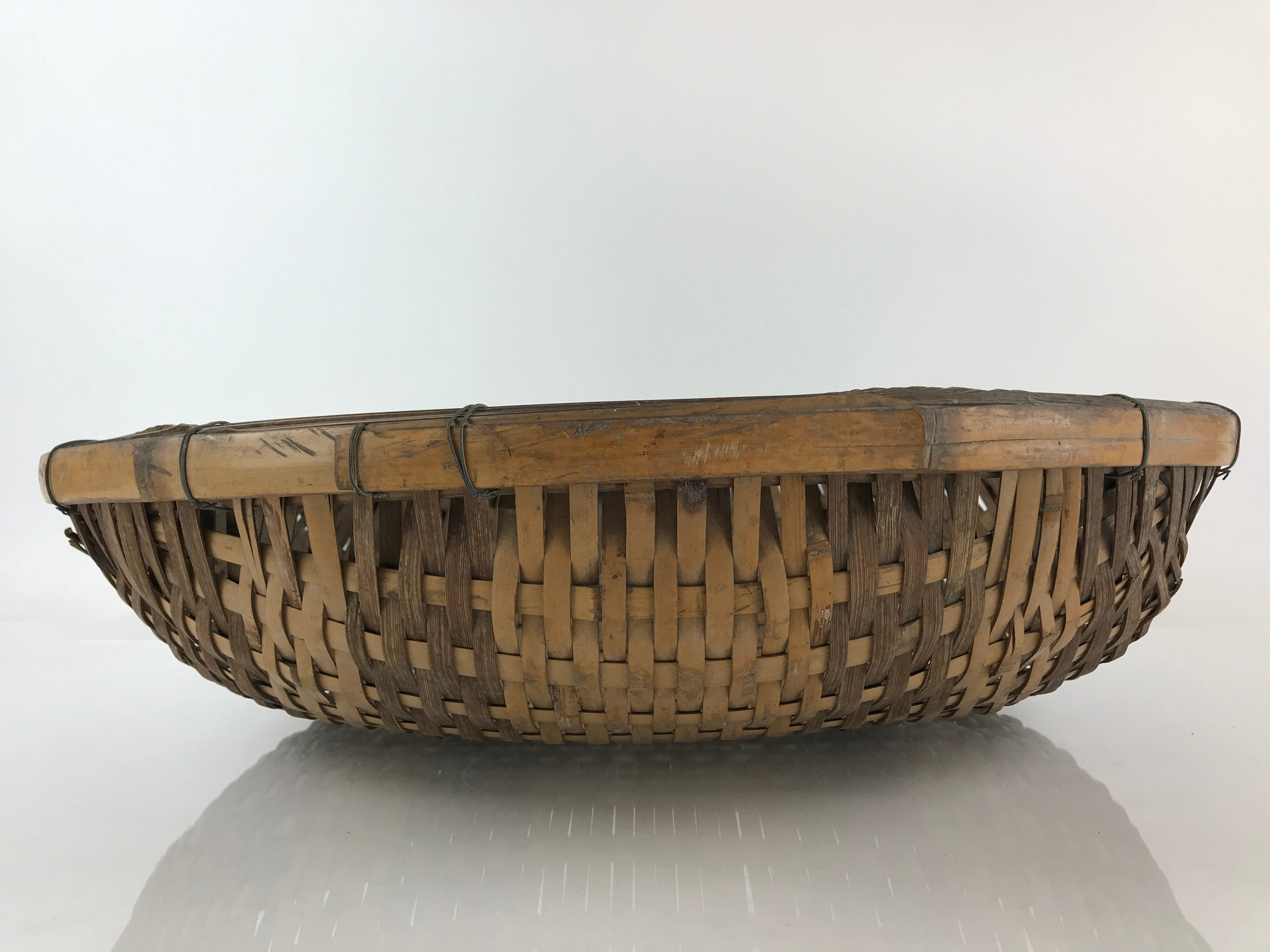 Antique Japanese Bamboo Drying Basket C1900 Kago Zaru 57 cm Long B212