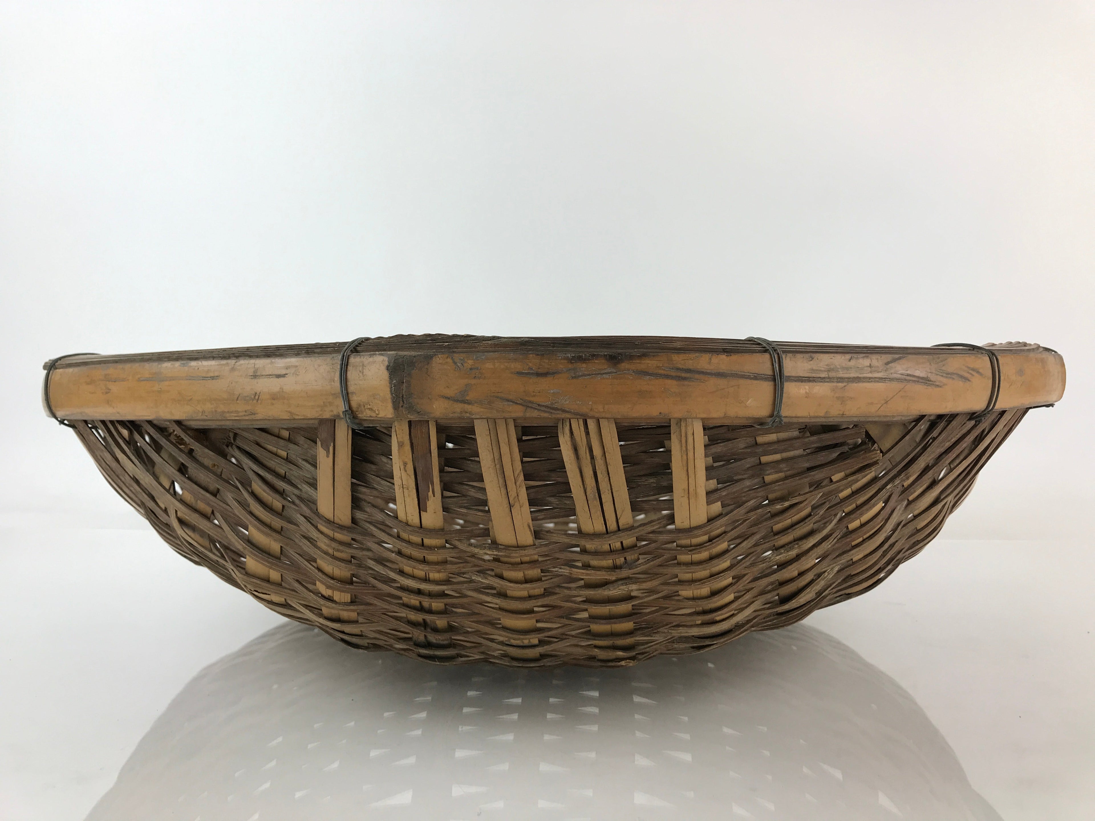 Antique Japanese Bamboo Drying Basket C1900 Kago Zaru 57 cm Long B212
