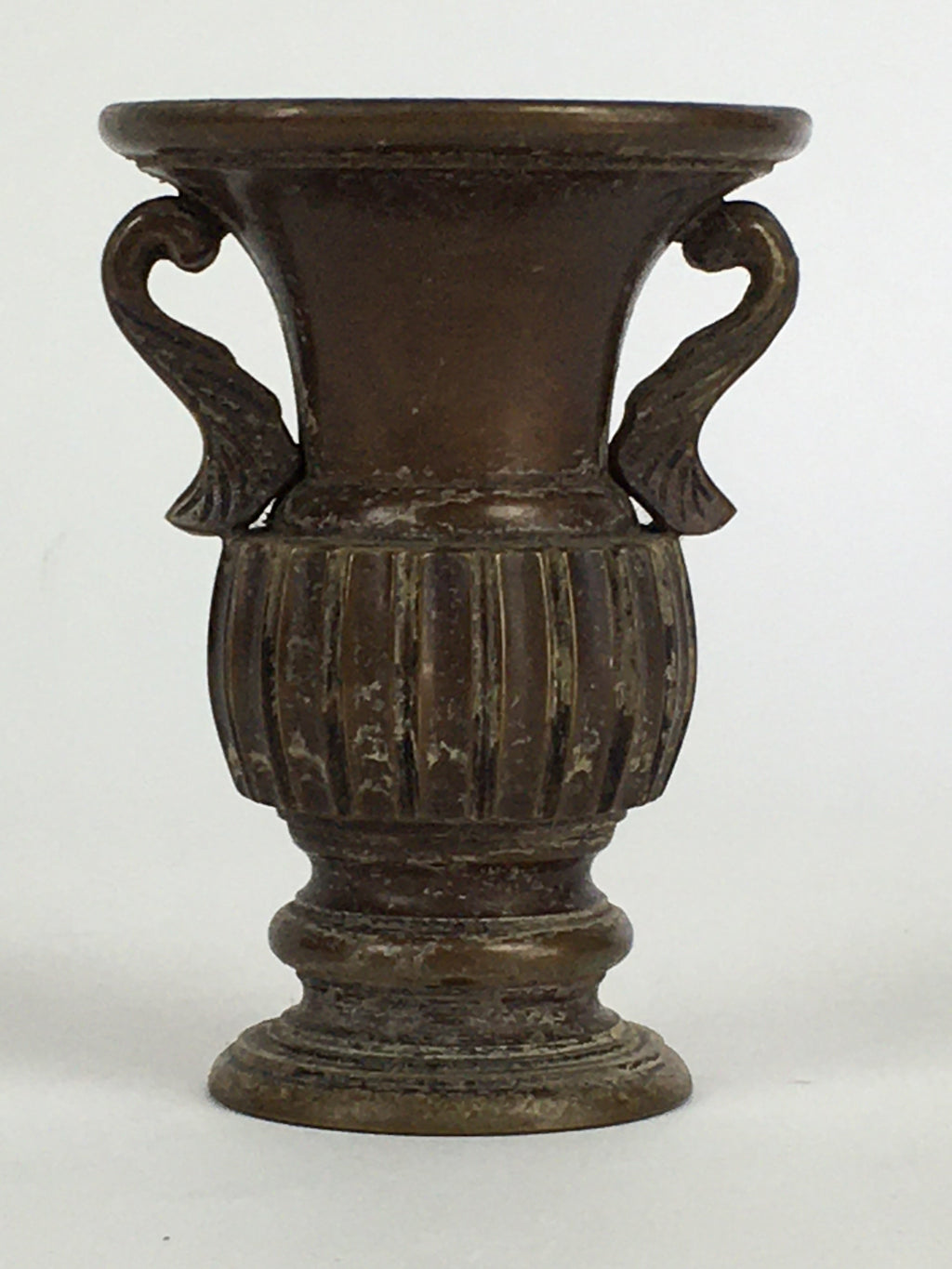 Antique Japanese Bronze Buddhist Altar Fitting Flower Vase 2pc Set Butsudan BU65
