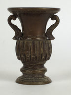 Antique Japanese Bronze Buddhist Altar Fitting Flower Vase 2pc Set Butsudan BU65