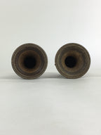 Antique Japanese Bronze Buddhist Altar Fitting Flower Vase 2pc Set Butsudan BU65