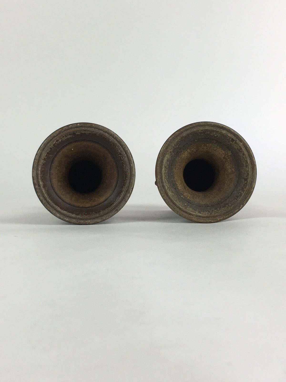 Antique Japanese Bronze Buddhist Altar Fitting Flower Vase 2pc Set Butsudan BU65