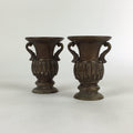 Antique Japanese Bronze Buddhist Altar Fitting Flower Vase 2pc Set Butsudan BU65