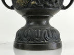 Antique Japanese Bronze Buddhist Altar Fitting Flower Vase 2pc Set Butsudan BU745