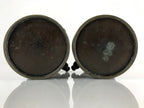 Antique Japanese Bronze Buddhist Altar Fitting Flower Vase 2pc Set Butsudan BU745