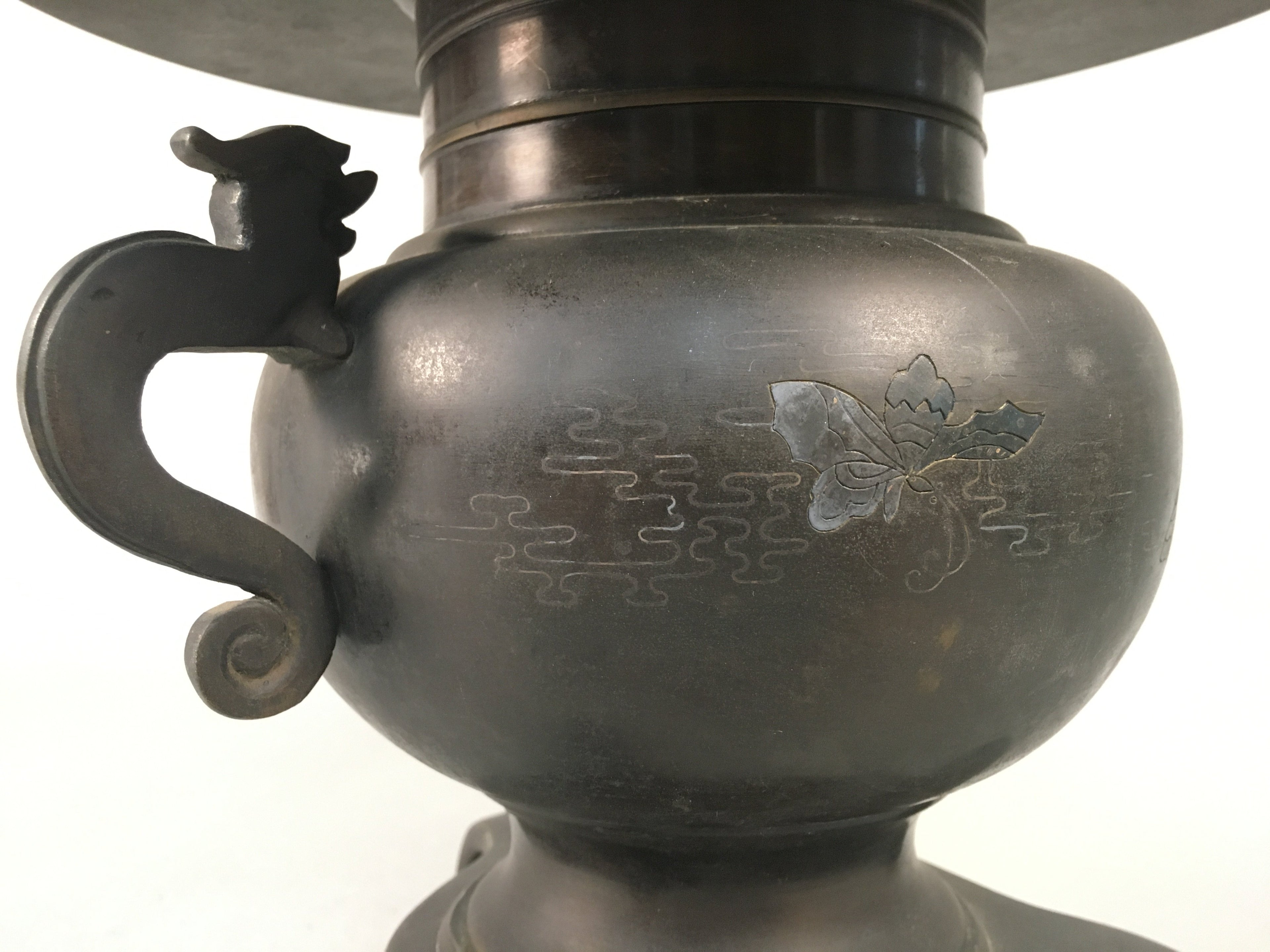 Antique Japanese Bronze Flower Vase Usubata Ikebana Arrangement C1900 UB51