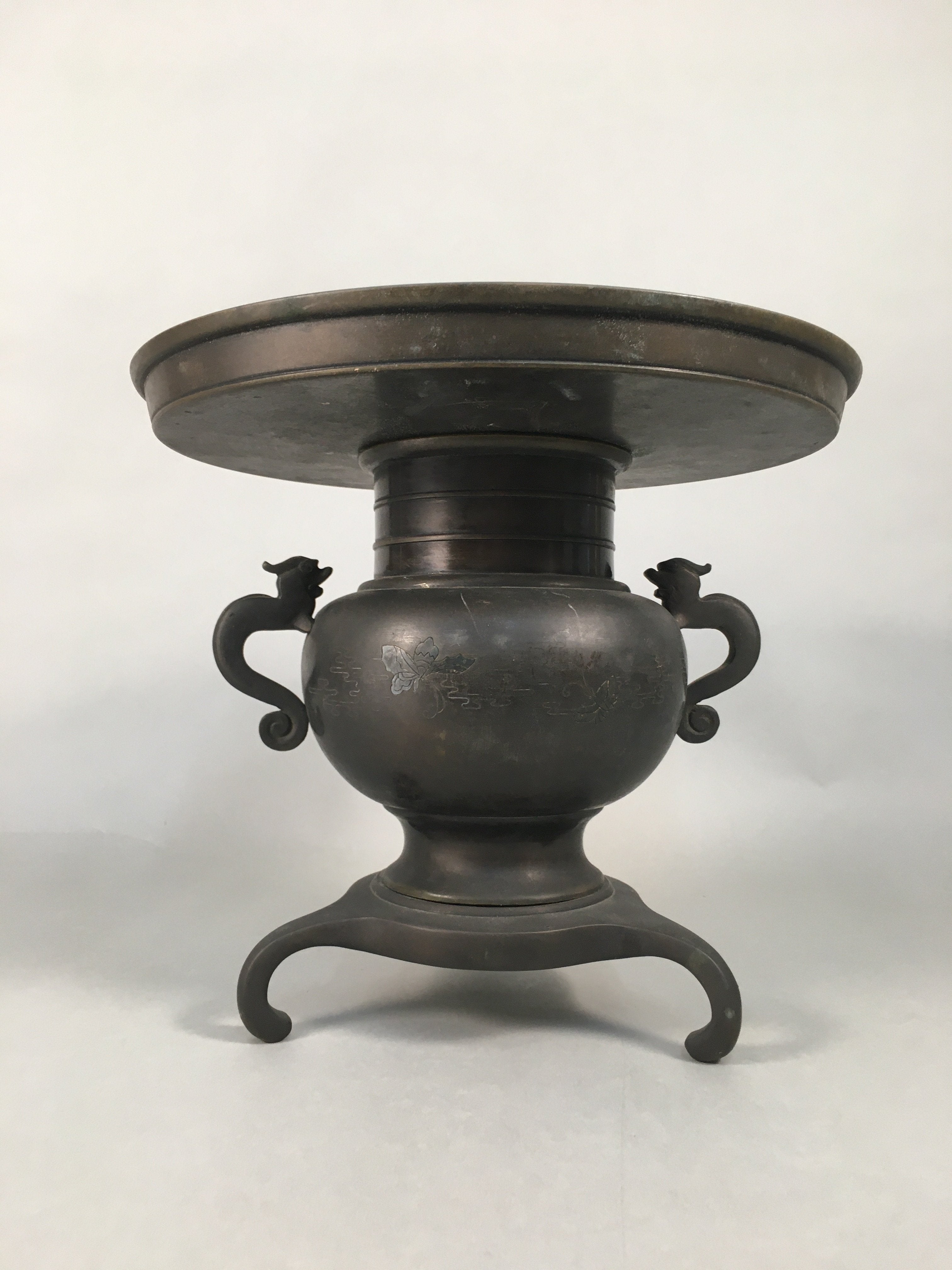 Antique Japanese Bronze Flower Vase Usubata Ikebana Arrangement C1900 UB51