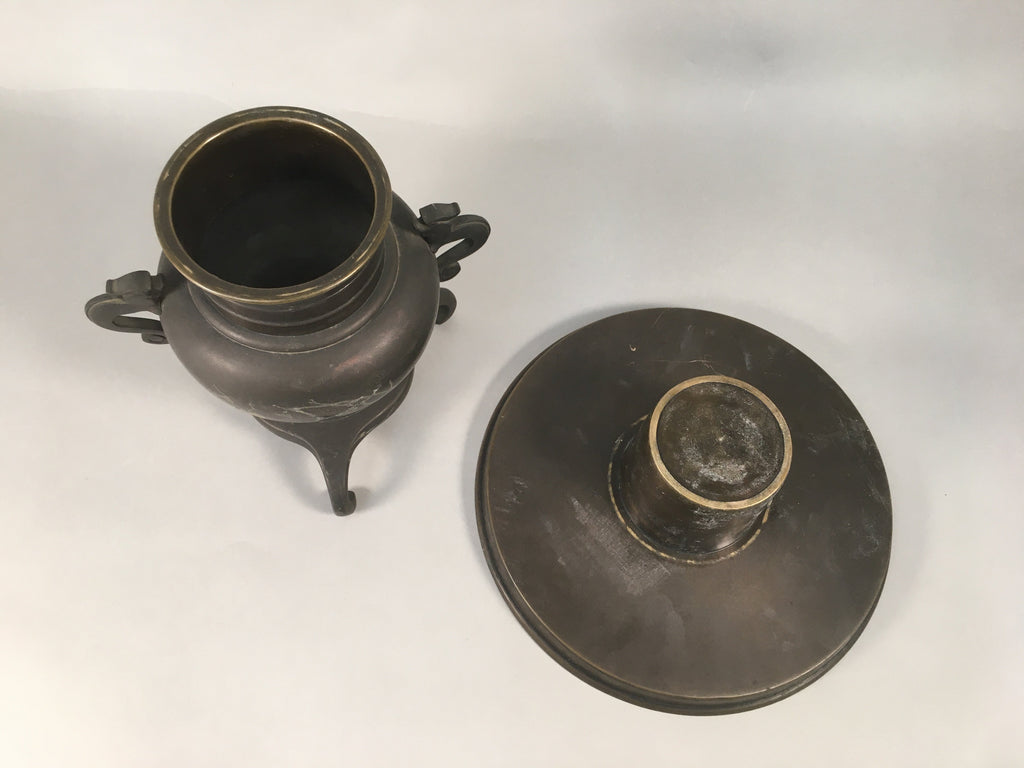 Antique Japanese Bronze Flower Vase Usubata Ikebana Arrangement C1900 UB51