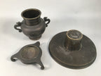 Antique Japanese Bronze Flower Vase Usubata Ikebana Arrangement C1900 UB51