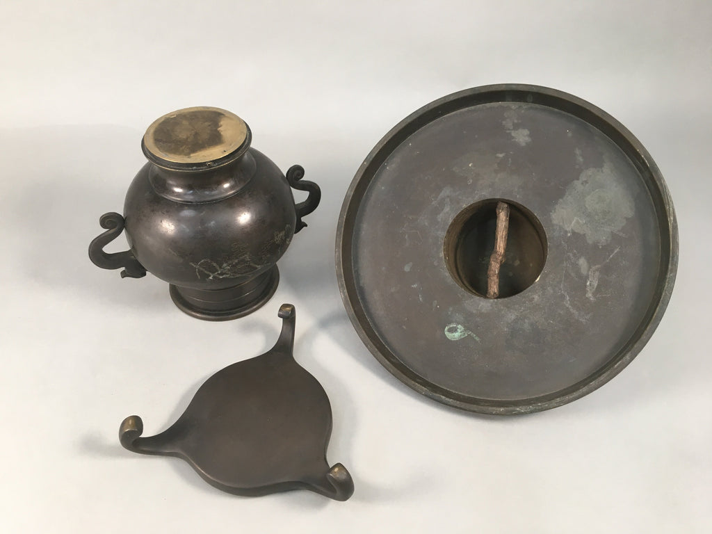 Antique Japanese Bronze Flower Vase Usubata Ikebana Arrangement C1900 UB51