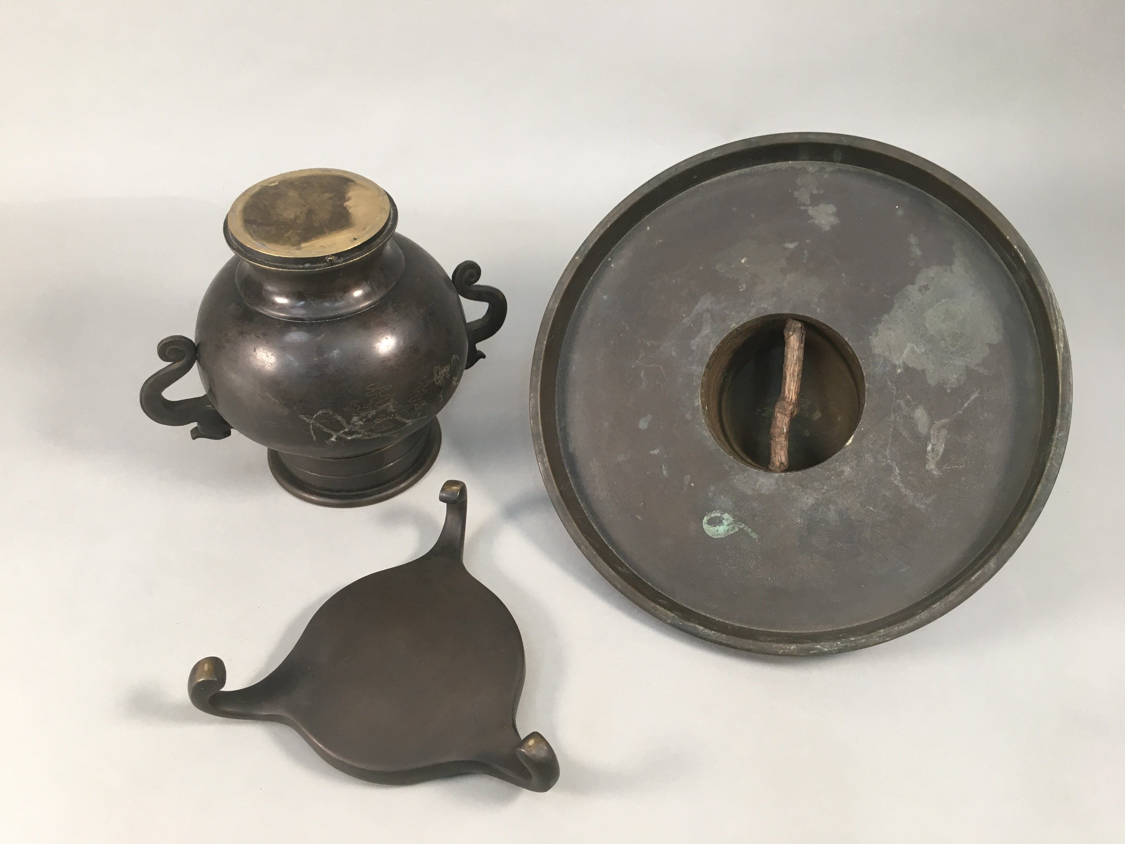 Antique Japanese Bronze Flower Vase Usubata Ikebana Arrangement C1900 UB51