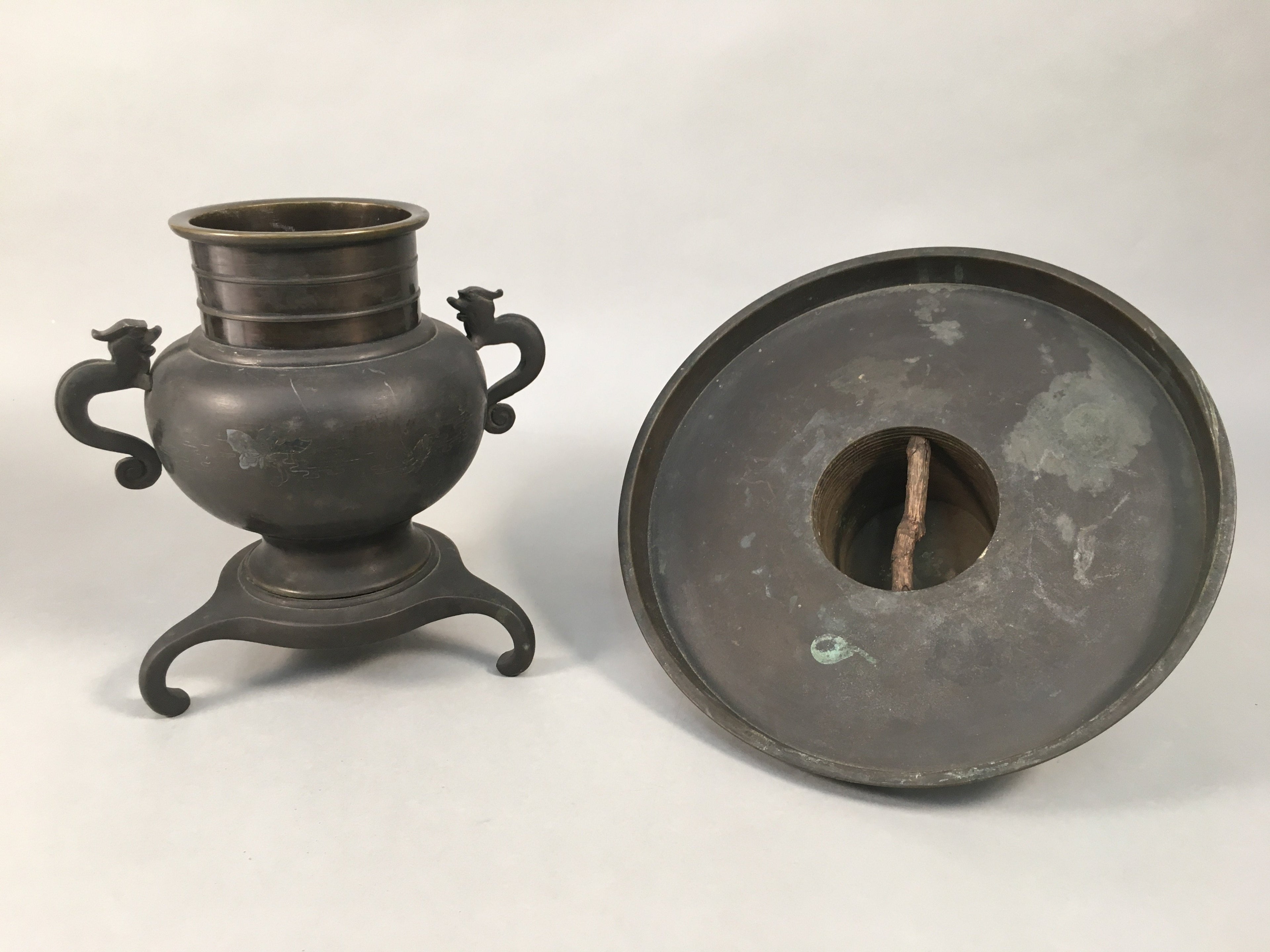 Antique Japanese Bronze Flower Vase Usubata Ikebana Arrangement C1900 UB51