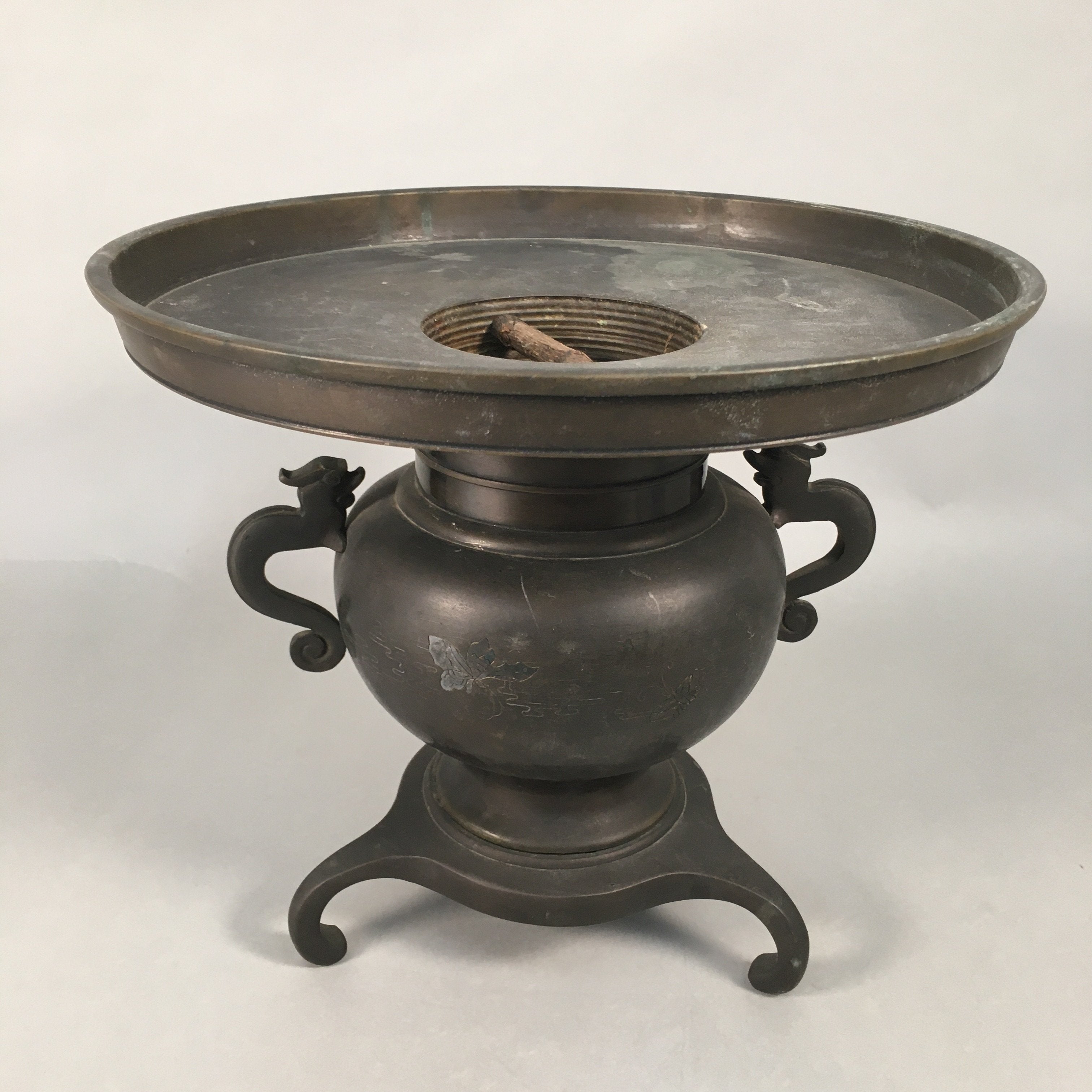 Antique Japanese Bronze Flower Vase Usubata Ikebana Arrangement C1900 UB51