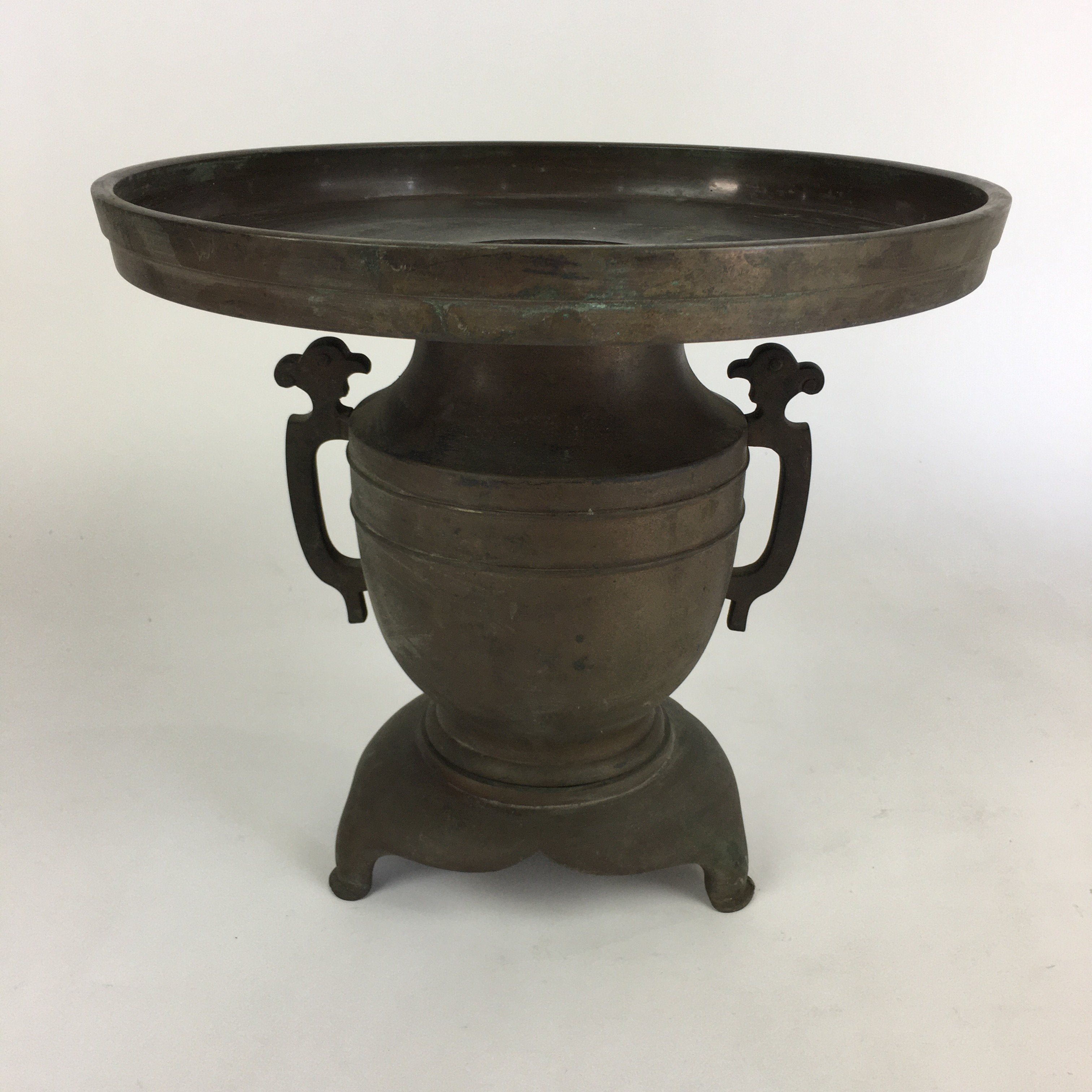Antique Japanese Bronze Flower Vase Usubata Ikebana Arrangement C1900 UB52